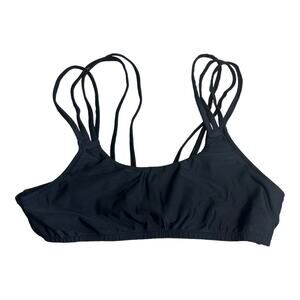 Mumu Mermaid black multi strappy caged back bikini top Medium NWOT